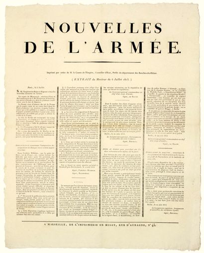 null GRANDE-ARMÉE. 1813. « NOUVELLES DE L’ARMÉE », extrait du Moniteur du 6 Juillet...