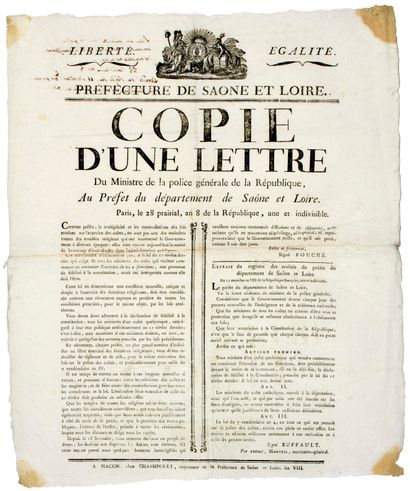SAÔNE-ET-LOIRE. 1800 « Copie d’une Lettre...