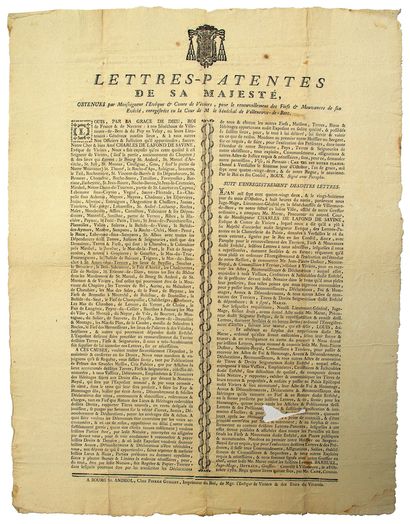 null ARDÈCHE. 1782. VIVARAIS. “Lettres-Patentes de Sa Majesté, obtenues par Monseigneur...