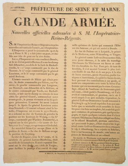 null NAPOLÉON. 1813. 31ème Bulletin de LA GRANDE ARMÉE. Nouvelles officielles de...