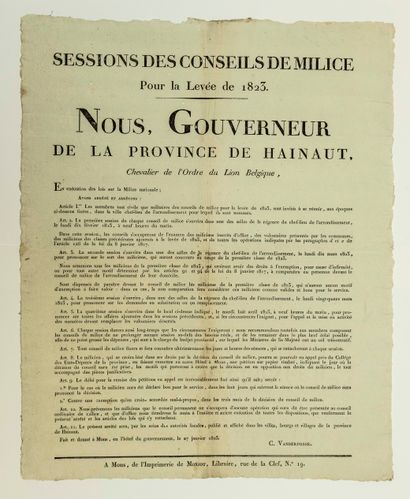 null HAINAUT. BELGIQUE. « Sessions des Conseils de Milice pour la levée de 1823....