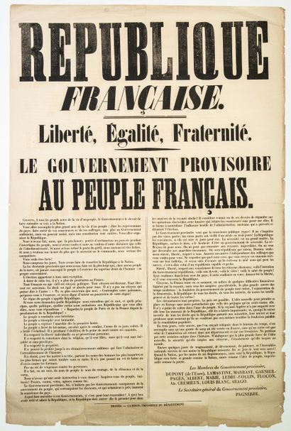 null PROCLAMATION du « GOUVERNEMENT PROVISOIRE au Peuple Français. » (Mars 1848)....
