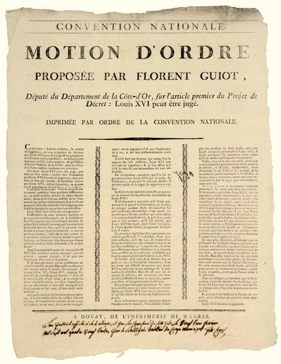 null 1793 (PROCÈS DU ROI LOUIS XVI). FLORENT GUIOT Conventionnel de la CÔTE D’OR....
