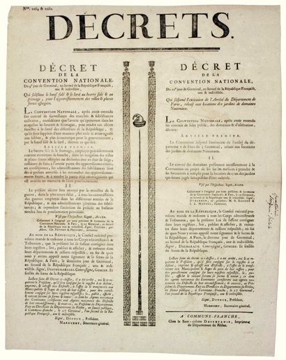 null RHÔNE. 1794. COMMUNE-FRANCHE, Nom Révolutionnaire de VILLEFRANCHE (69) – Double...