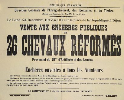 null COTE-D'OR, 2 Posters : DIJON 24 Dec. 1917, Place de la République " Public Auction...