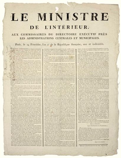null AN 5. (DOUBS). Letter of FRANÇOIS DE NEUFCHÂTEAU " The Minister of the Interior,...