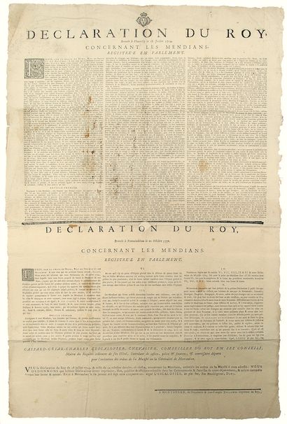 null THE MENDIANTS. 1751. "Declaration of the King, concerning the MENDIANTS" given...