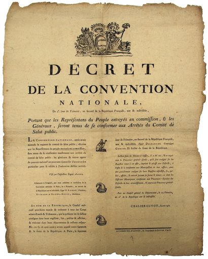 null LOIRE. AN 2. COMMUNE-D'ARMES (Revolutionary name of ST-ÉTIENNE) - Decree of...