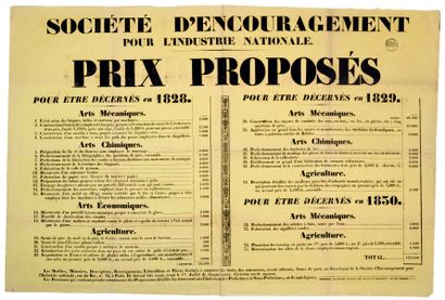 null SOCIÉTÉ D’ENCOURAGEMENT POUR L’INDUSTRIE NATIONALE. 1828. Prix proposés pour...