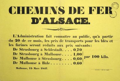 null « CHEMIN DE FER D’ALSACE. » MULHOUSE (Haut-Rhin), 15 Mars 1847. (Ligne Mulhouse-Thann...