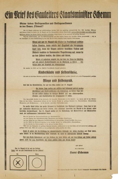 null (1934) German poster printed in BAYREUTH: "EIN BRIEF DES GAULEITERS STRAATSMINITER...