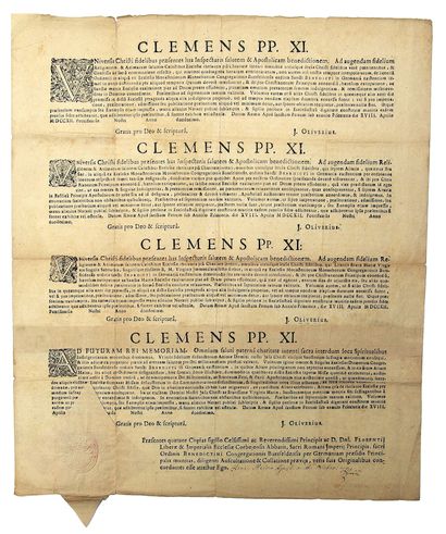 1712. 4 BULLS of POPE CLEMENT XI (J. Fr....