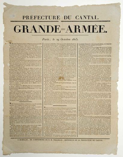 null CANTAL . CAMPAGNE D’ALLEMAGNE 1813. BULLETIN DE LA « GRANDE-ARMÉE. PARIS le...