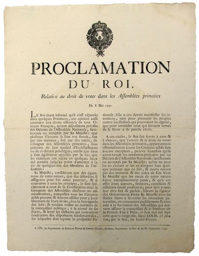null BOUCHES-DU-RHÔNE. 1790. REVOLUTION. "Proclamation of the King, relating to the...
