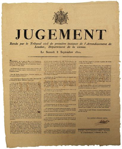null 1810. VIENNA. "JUDGMENT rendered by the Civil Court of First Instance of the...
