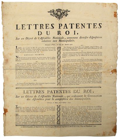null HÉRAULT. 1790. COMPOSITION OF THE MUNICIPALITIES. "Letters patent of the King,...