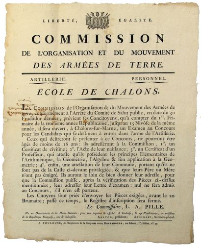 null AN 3. ÉCOLE DE CHALONS (51). TOULOUSE (31). « Commission de l’Organisation et...