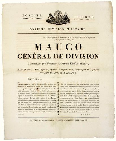 PYRÉNÉES ATLANTIQUES. 1799. Quartier général...