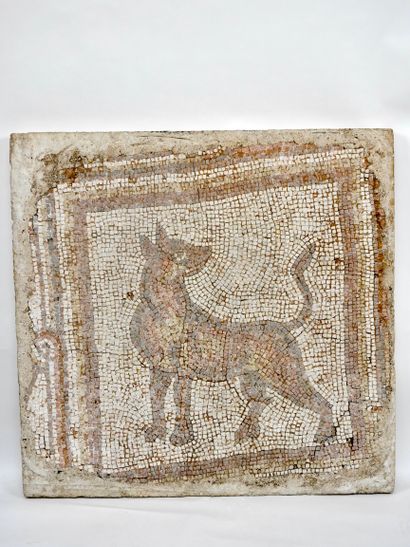 null Roman period, first centuries A.D. Mosaic

88.5 x 91.5 cm

Square shape, composed...