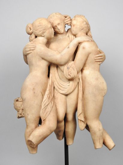 null Neoclassical period, 19th century, Sculpture representing the Three Graces Patinated...