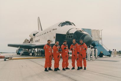 NASA NASA. The five members of the Space Shuttle ATLANTIS crew (Mission STS-74) pose...