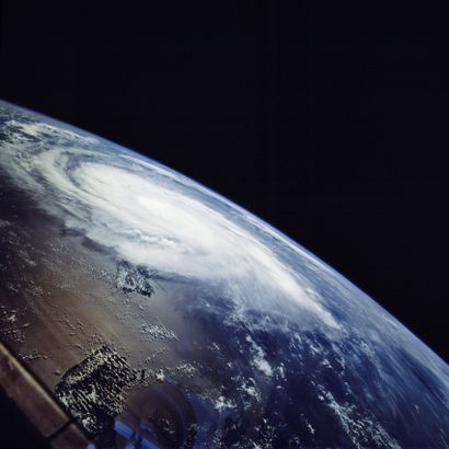 NASA Nasa. LARGE FORMAT. Exceptional view of the Earth and Hurricane Marilyn as it...