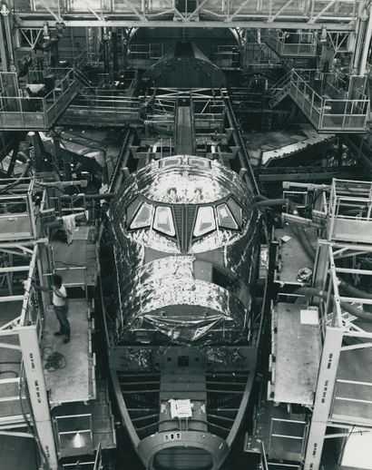 NASA Nasa. Rare view of a space shuttle in its assembly hall. Circa 1990.period chromogenic...