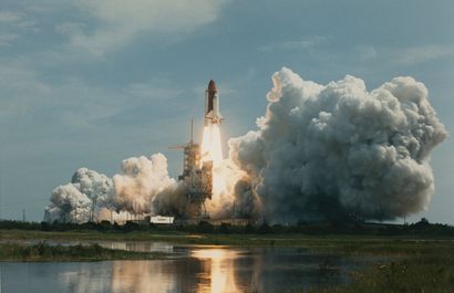 NASA Nasa. A beautiful panoramic view of the space shuttle COLUMBIA (STS-55) liftoff...