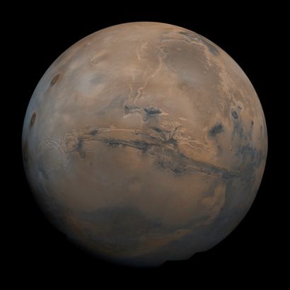 NASA Nasa. GRAND FORMAT. Planète Mars. Vue recomposée à partir de 102 images acquises...