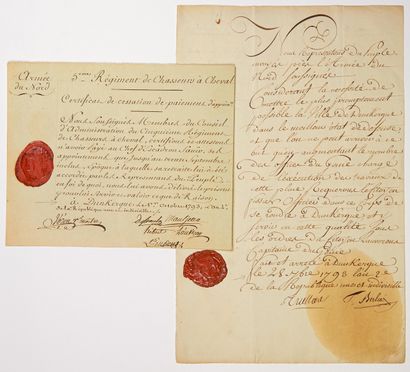 null DUNKERQUE (59). RÉVOLUTION. 2 Documents : Lettre signée des Conventionnels Théophile...