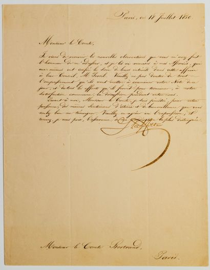 null Baron Jacques LAFFITTE (1767/1844) Banquier, homme politique. Lettre signée...
