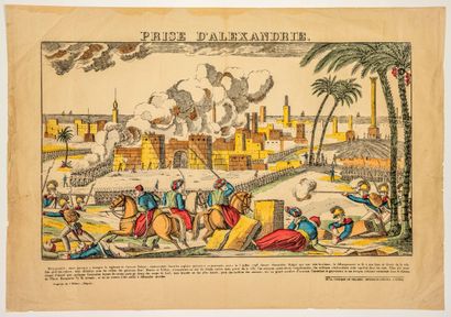 null CAMPAGNE D’EGYPTE. « PRISE D’ALEXANDRIE. » Image Napoléonienne de 1835, en couleurs,...