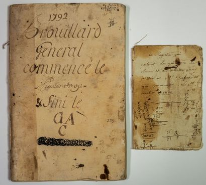 null 2 REGISTRES COMPTABLES DE 1792 ET 1800 : « BROUILLARD Général commencée le 1er...