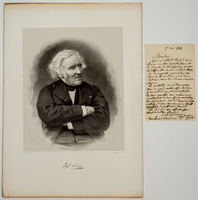 null Auguste COUDER, Peintre (1790-1873). 1 lettre autographe signée et 1 Lithographie :...