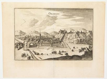null VAUCLUSE. ORANGE (84). Gravure XVIIe de la Ville d’Orange dans ses remparts....