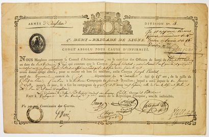 null MANCHE. 1798. ARMÉE D’ANGLETERRE. Pièce signée du Général Georges Joseph DUFOUR...