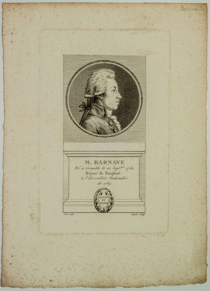 null Antoine Pierre Joseph Marie BARNAVE, Député du Dauphiné en 1789, élu Président...