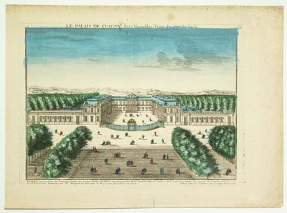 null YVELINES. Gravure de 1760 du Château de CLAGNY : « LE PALAIS DE CLAGNY, près...