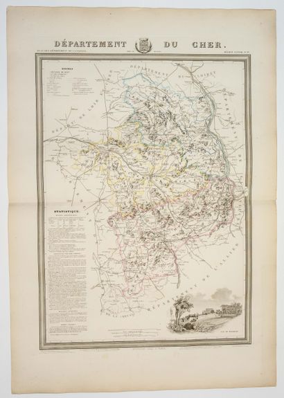 null Carte : « Département du CHER. » Atlas des Départements de la France. (c. 1840)...