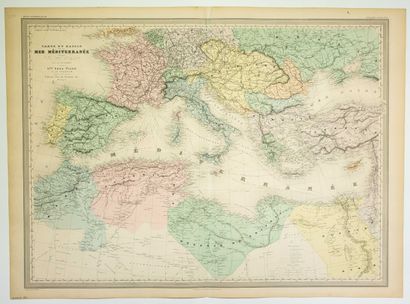 null « Carte du BASSIN DE LA MER MEDITERRANÉE » dressée par A. H. DUFOUR (c. 1881)...