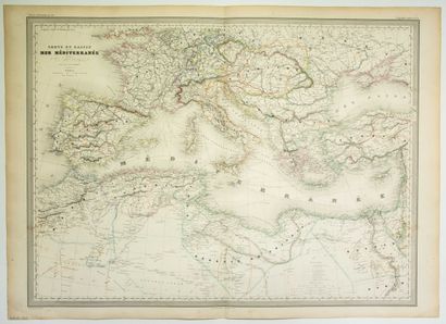 null « Carte du BASSIN DE LA MER MEDITERRANÉE » dressée par A. H. DUFOUR (c. 1868)...