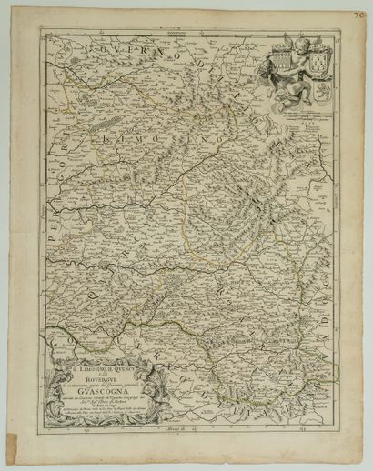 null Carte Italienne de 1693, du LIMOUSIN, QUERCY, ROUERGUE ET GASCOGNE : « Limosino,...