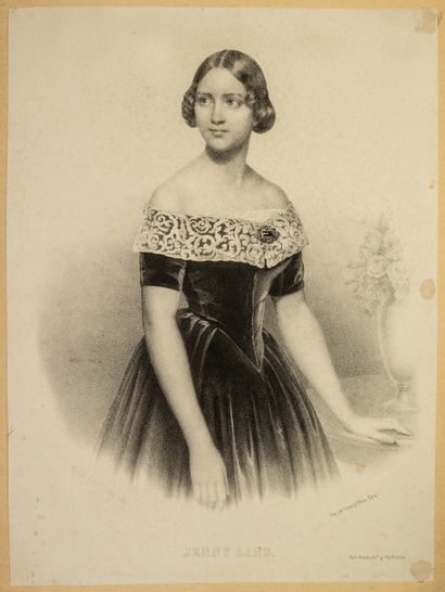 null Jenny LIND, Cantatrice Suédoise. (1820 – 1887). Litho. (35 x 26 cm) Impr. par...