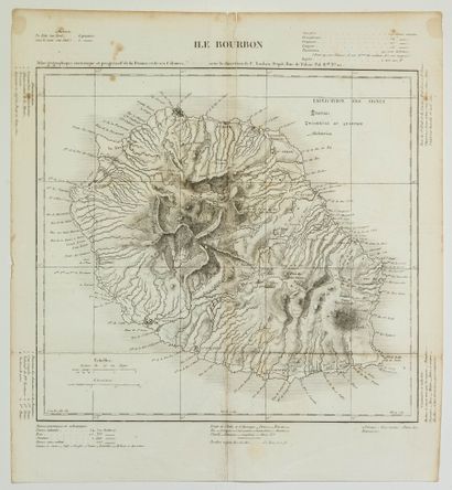 null ILE BOURBON (ILE DE LA RÉUNION). 2 Cartes : Carte de l’Ile de la Réunion, Colonie...