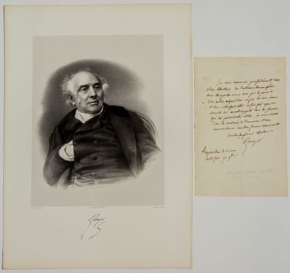 null Pierre Antoine BERRYER, Député. 1 Lettre autographe signée et 1 Lithographie :...