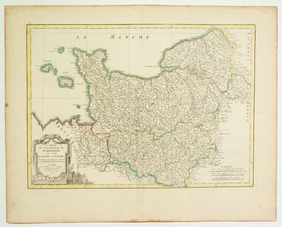 null NORMANDIE. 1771. « Carte du Gouvernement de NORMANDIE avec celui du MAINE et...