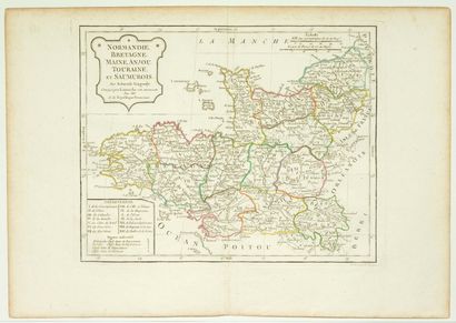 null Carte de LA BRETAGNE de l’An III (c. 1795) par Robert de Vaugondy, Géographe,...