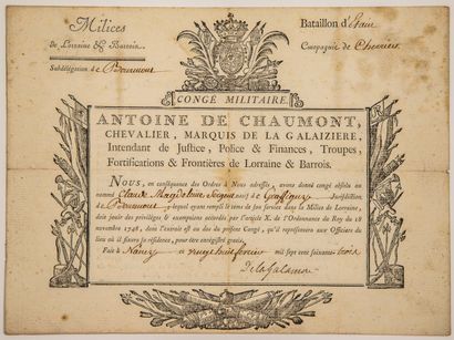 null NANCY (54) 1763. MILICE DE LORRAINE ET BARROIS, BATAILLON D’ÉTAIN (MEUSE) -...