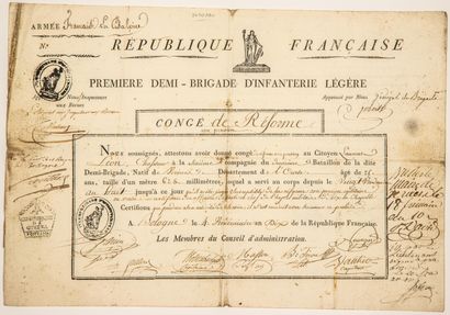 null Pièce signée GOBERT Général de Brigade de l’Armée Française en CISALPINE. BOLOGNE...