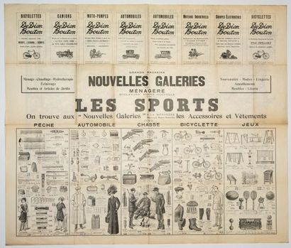 null DE DION-BOUTON. Carte publicitaire des environs de Paris dans un rayon de 100...